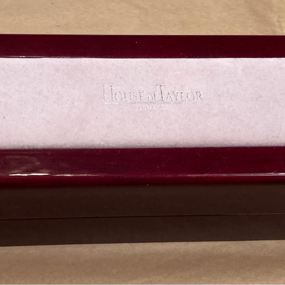 House Of Taylor silver gray velvet, lacquered mahogany jewelry watch gift box
